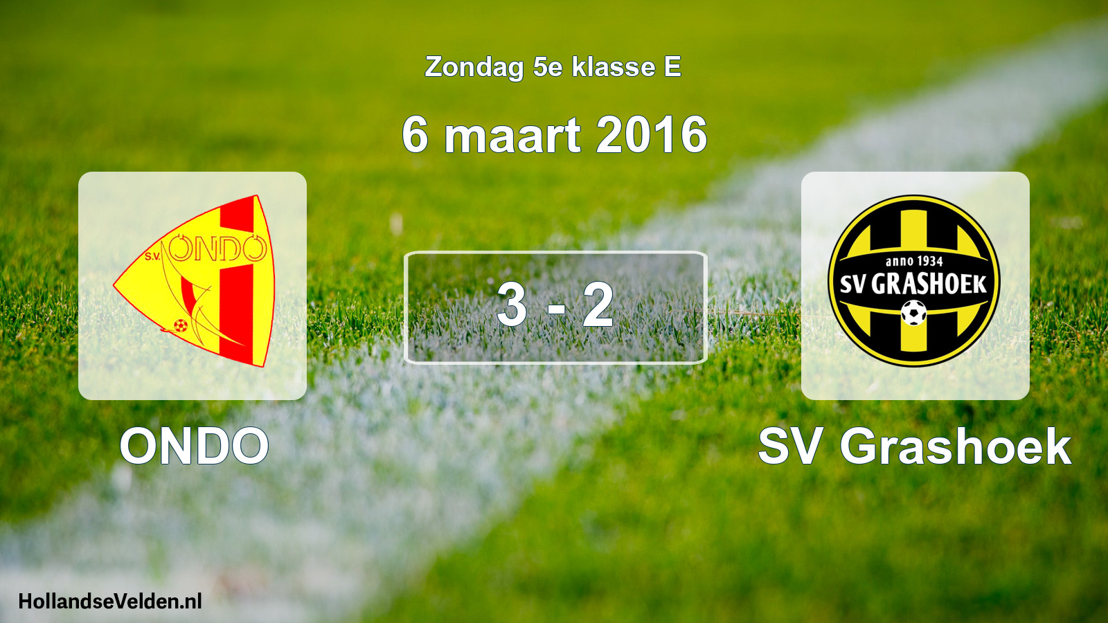 Total number of matches played: ONDO - SV Grashoek 3 - 2 (6 March 2016)
