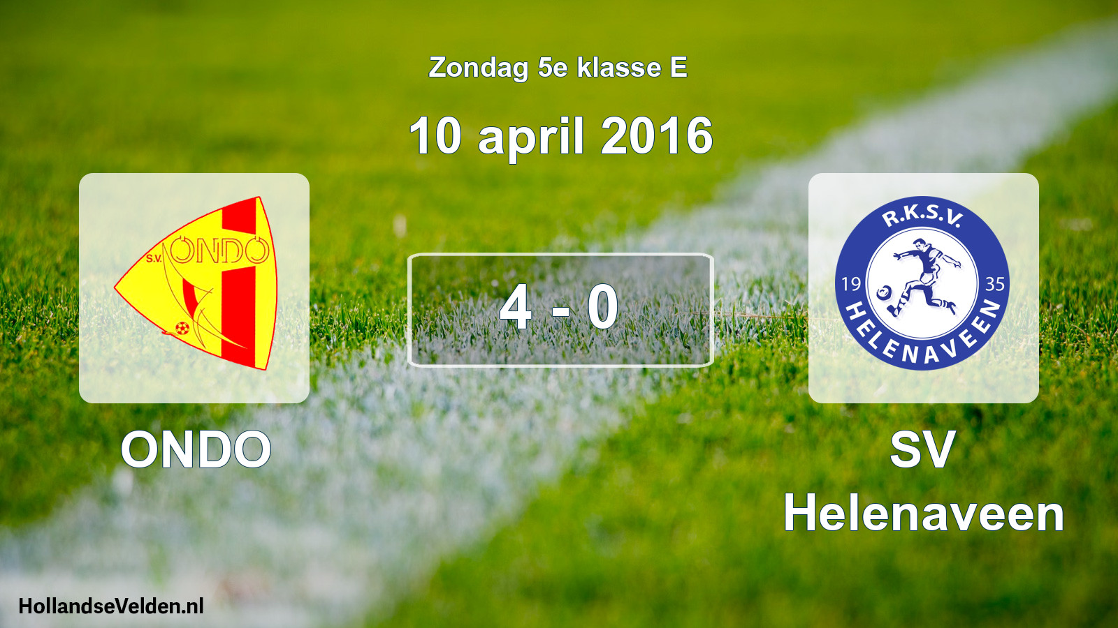 Total number of matches played: ONDO - SV Helenaveen 4 - 0 (10 April 2016)