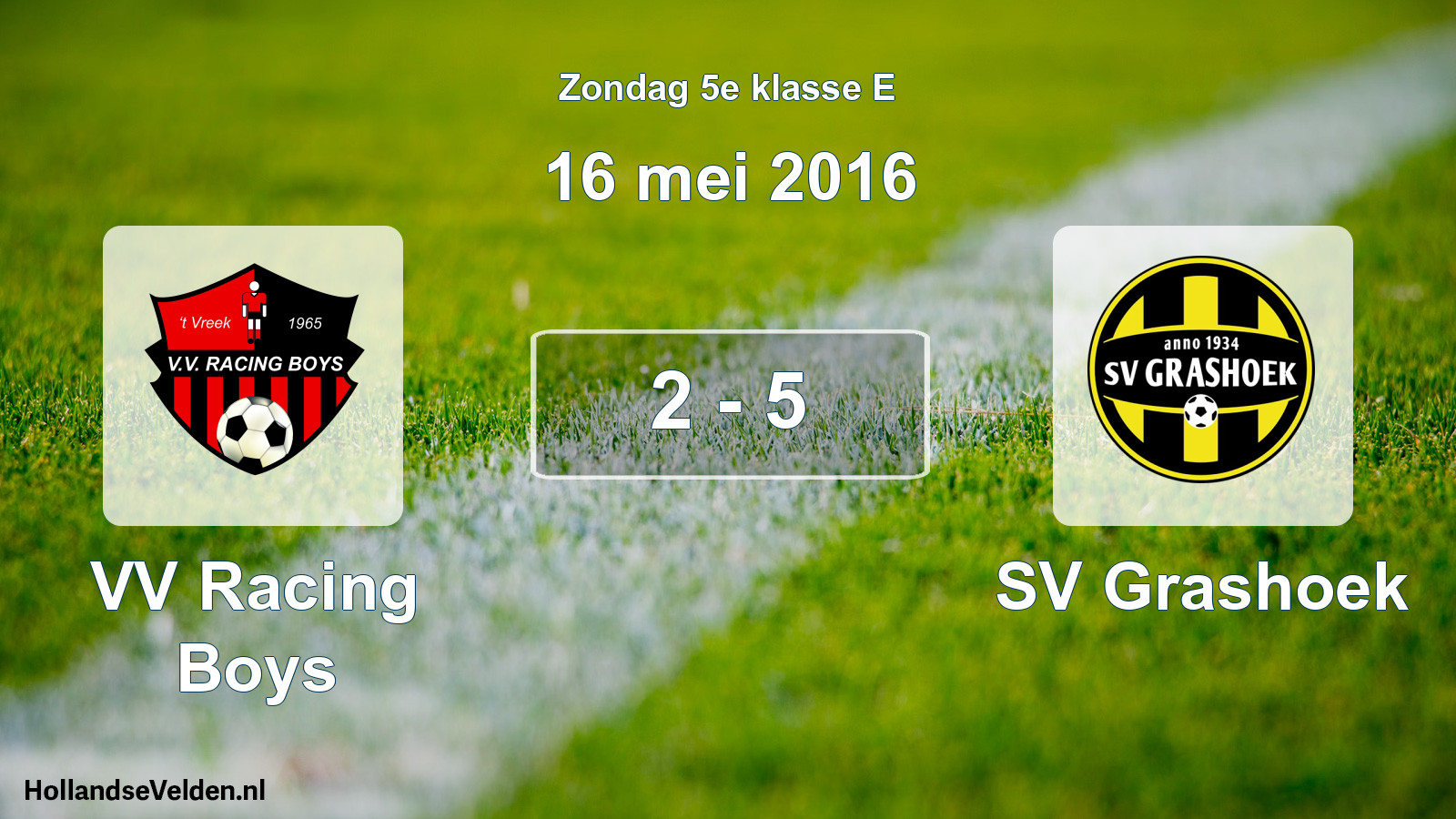 Total number of matches played: VV Racing Boys - SV Grashoek 2 - 5 (16 May 2016)