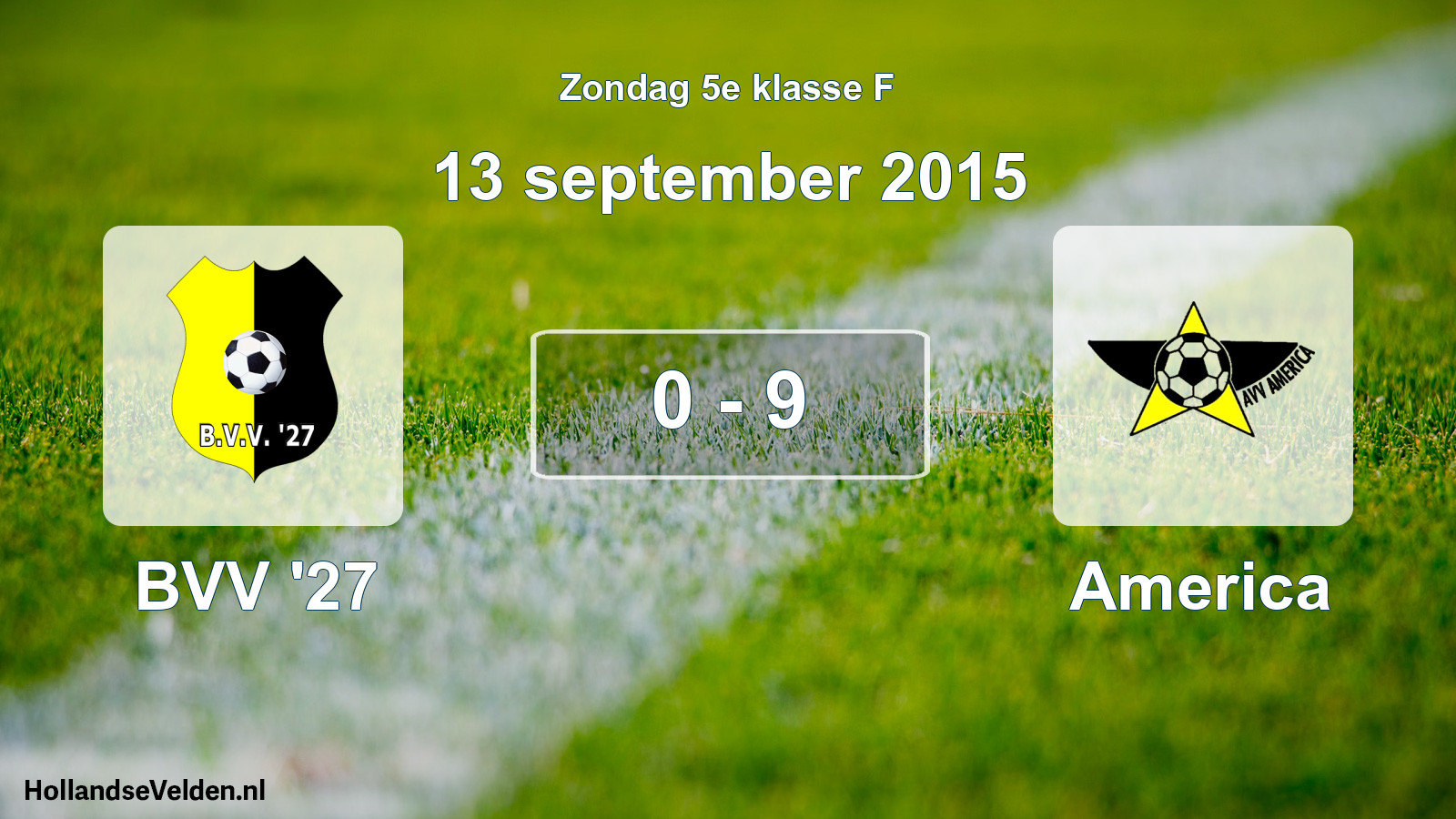 Total number of matches played: BVV '27 - America 0 - 9 (13 September 2015)