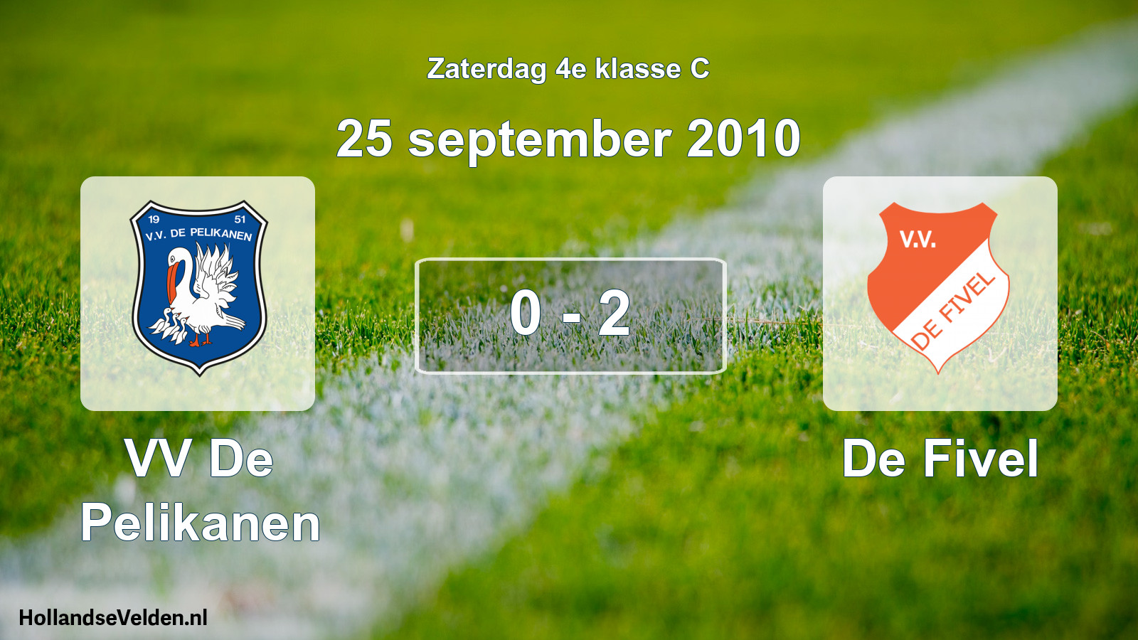 Total number of matches played: VV De Pelikanen - De Fivel 0 - 2 (25 September 2010)