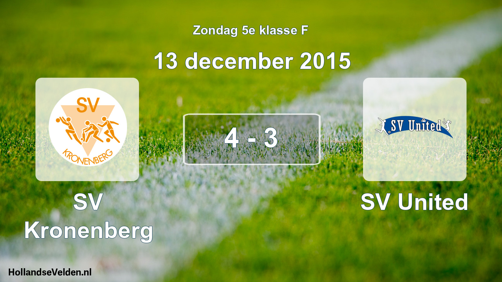 Total number of matches played: SV Kronenberg - SV United 4 - 3 (13 December 2015)