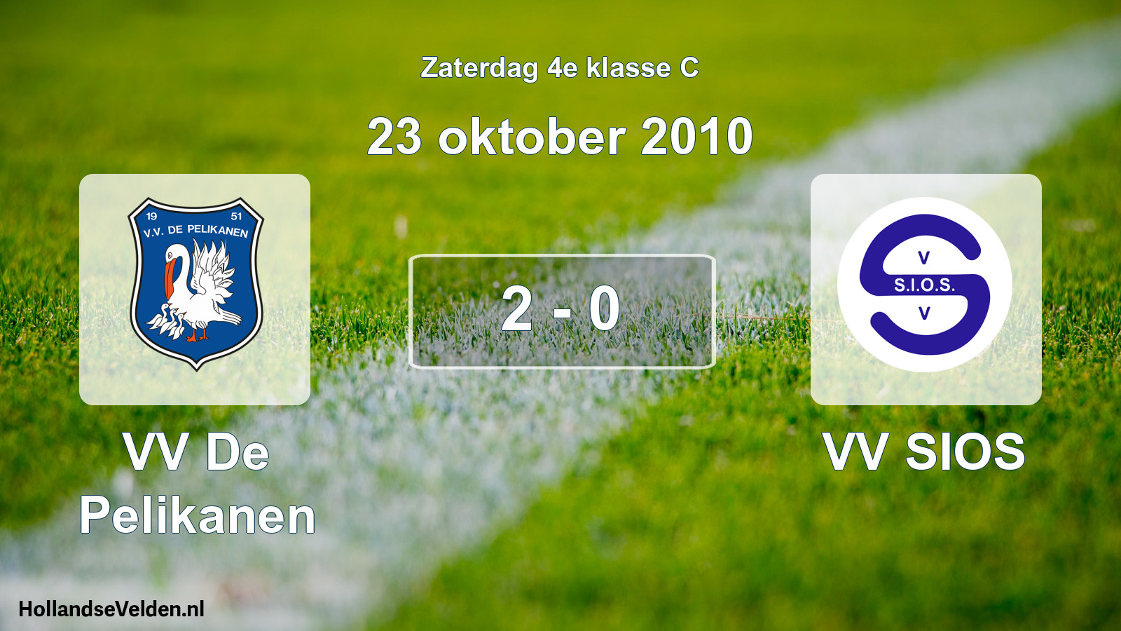 Total number of matches played: VV De Pelikanen - VV SIOS 2 - 0 (23 October 2010)