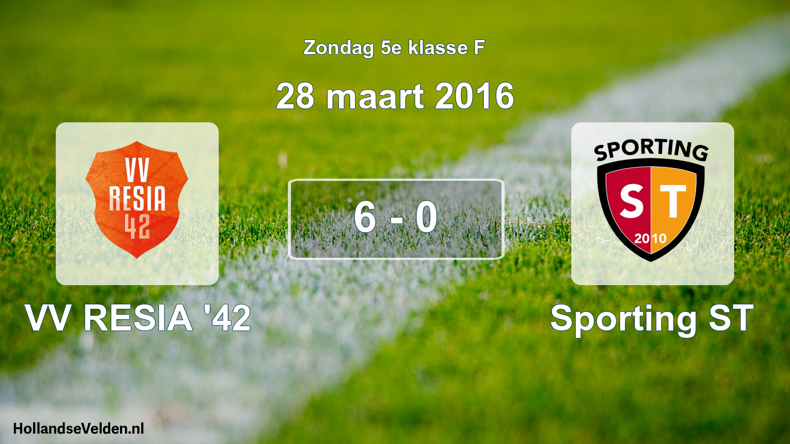 Total number of matches played: VV RESIA '42 - Sporting ST 6 - 0 (28 March 2016)