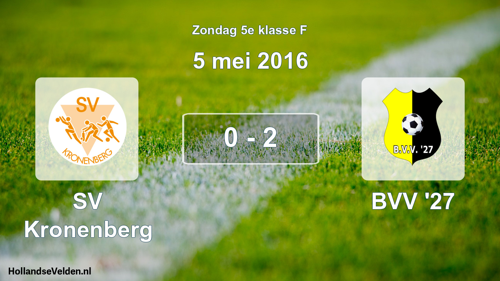 Total number of matches played: SV Kronenberg - BVV '27 0 - 2 (5 May 2016)