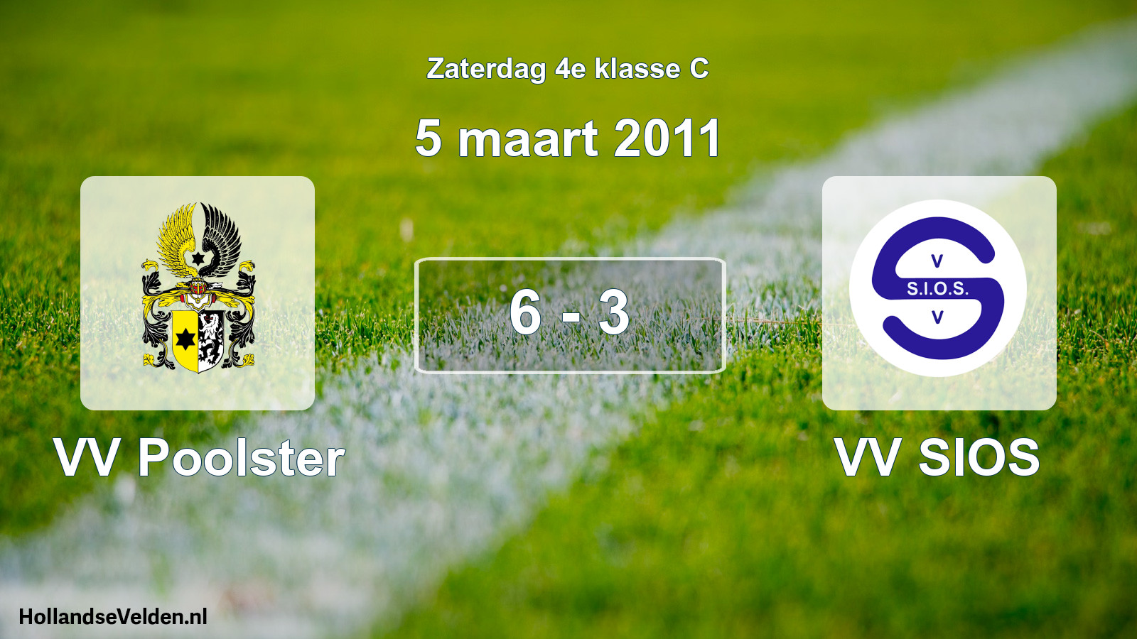 Total number of matches played: VV Poolster - VV SIOS 6 - 3 (5 March 2011)