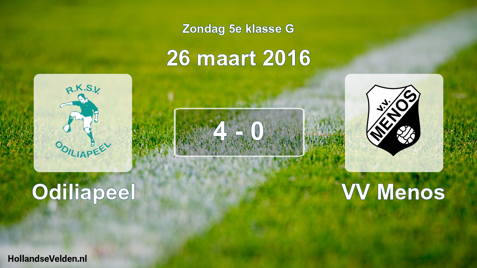 Total number of matches played: Odiliapeel - VV Menos 4 - 0 (26 March 2016)