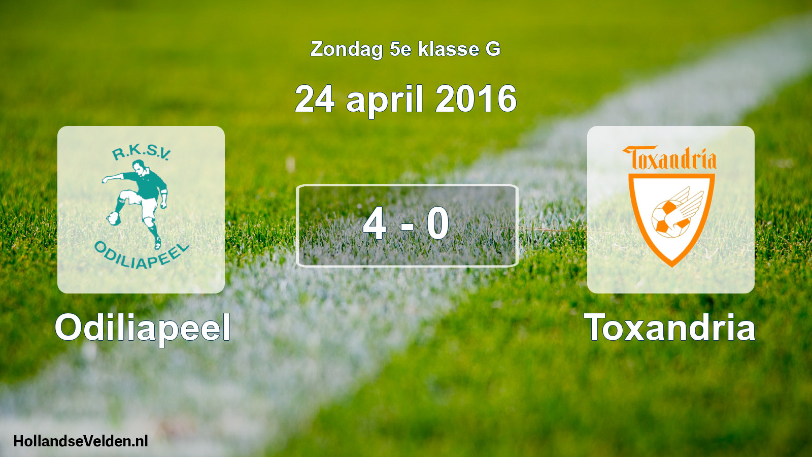 Total number of matches played: Odiliapeel - Toxandria 4 - 0 (24 April 2016)
