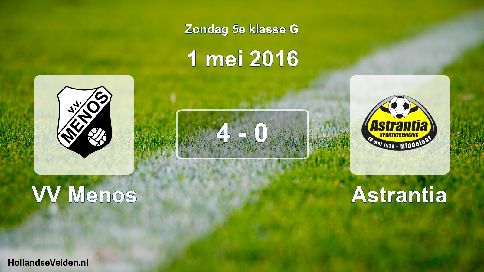 Total number of matches played: VV Menos - Astrantia 4 - 0 (1 May 2016)