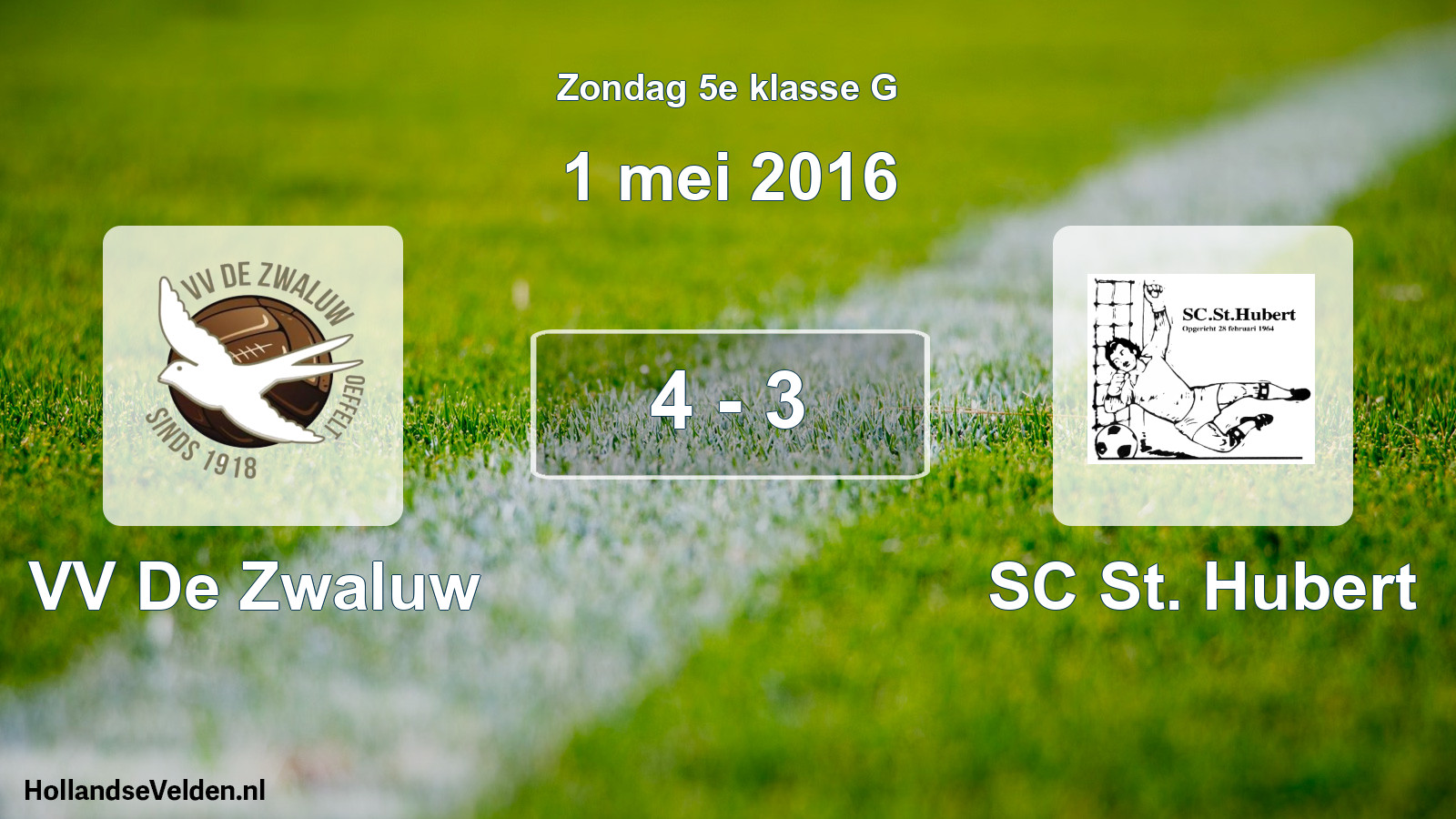 Total number of matches played: VV De Zwaluw - SC St. Hubert 4 - 3 (1 May 2016)