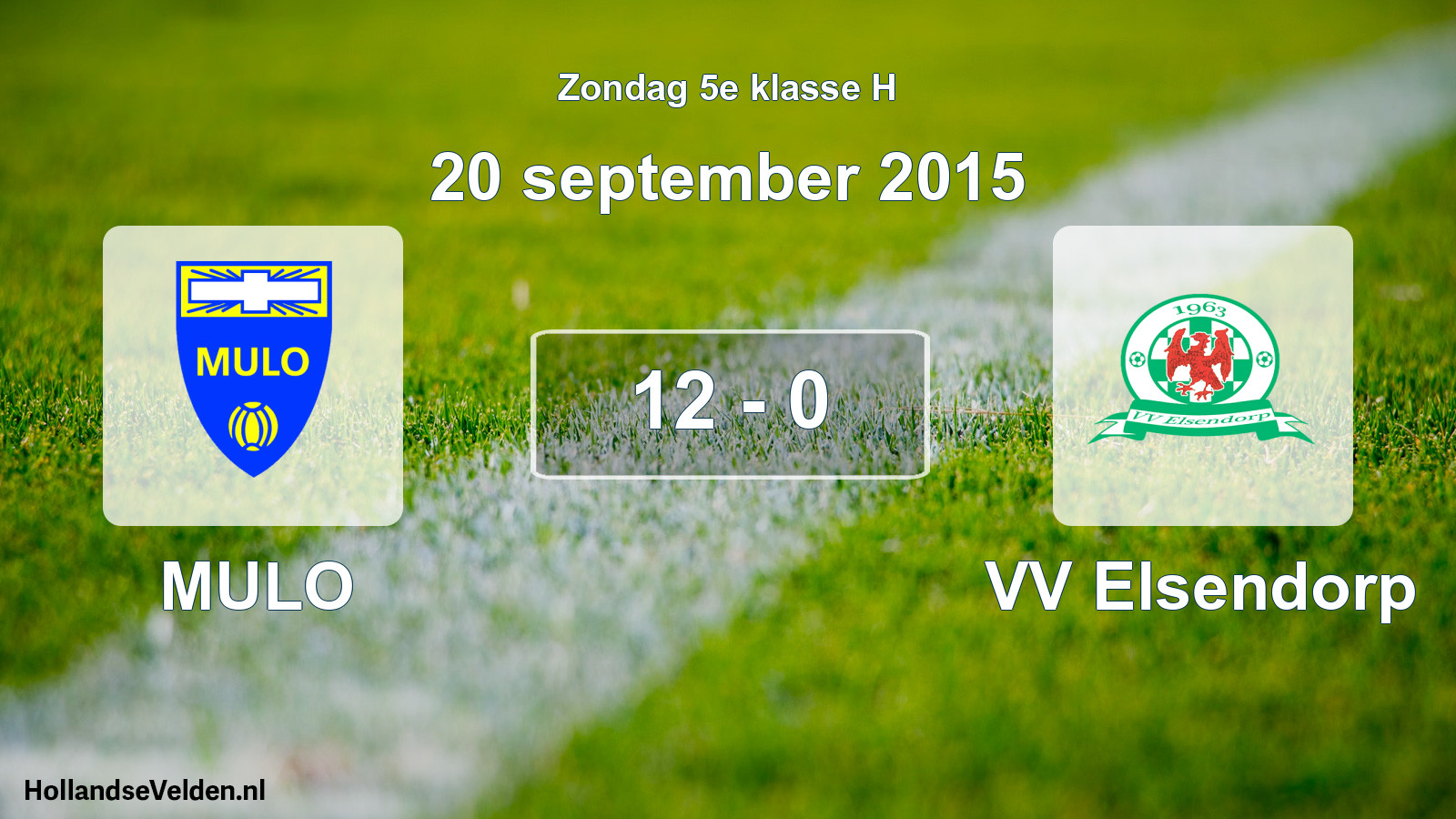 Total number of matches played: MULO - VV Elsendorp 12 - 0 (20 September 2015)