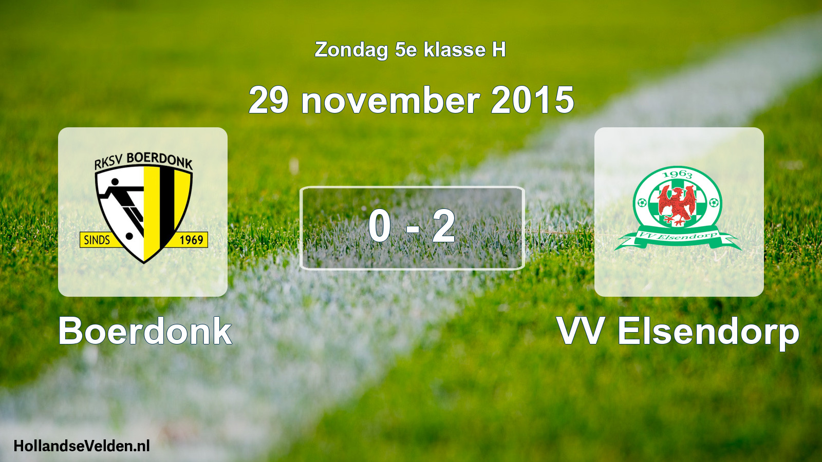 Total number of matches played: Boerdonk - VV Elsendorp 0 - 2 (29 November 2015)