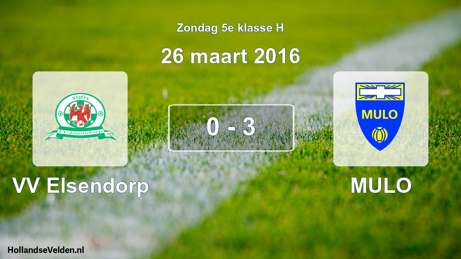 Total number of matches played: VV Elsendorp - MULO 0 - 3 (26 March 2016)