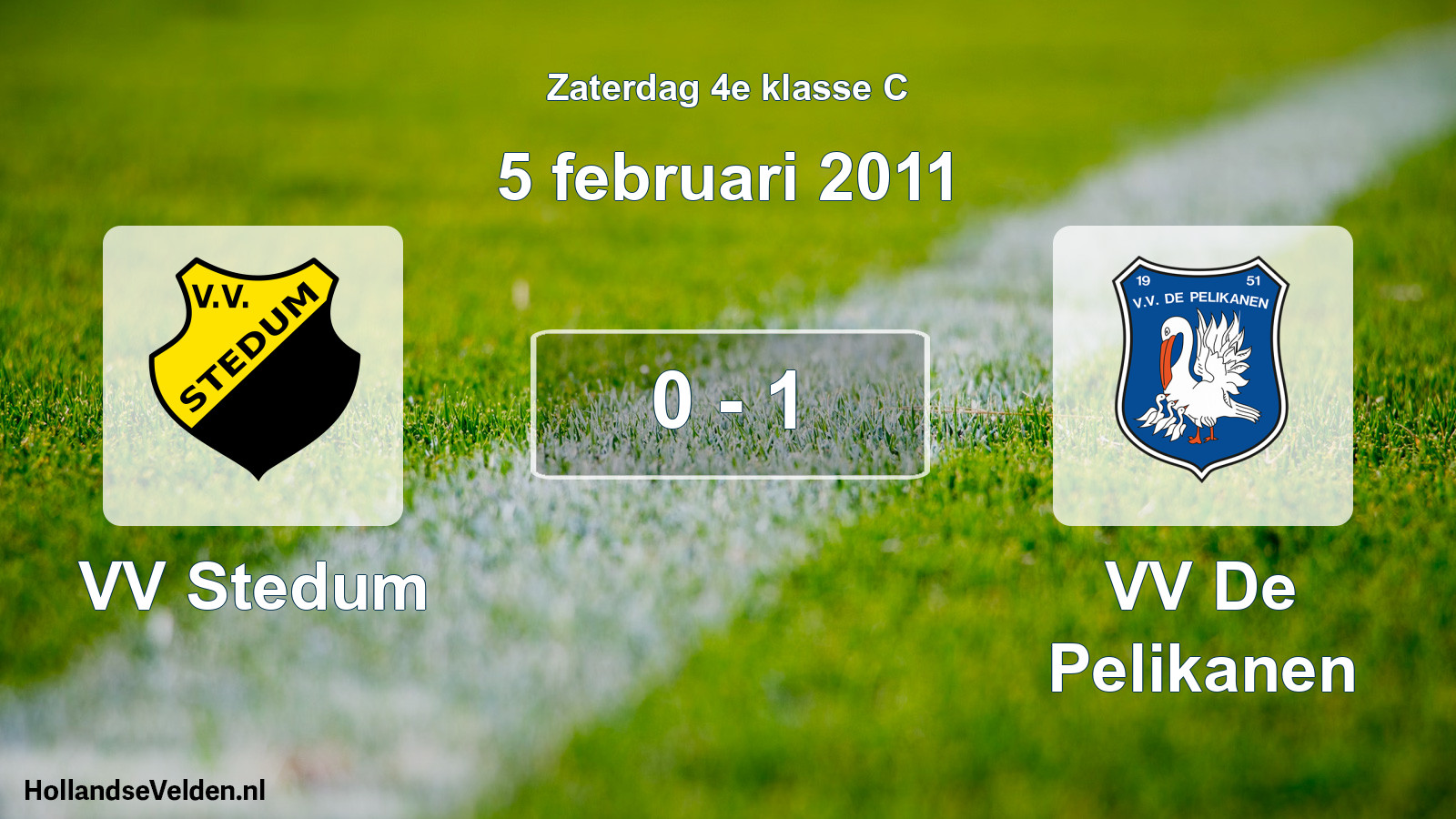 Total number of matches played: VV Stedum - VV De Pelikanen 0 - 1 (5 February 2011)