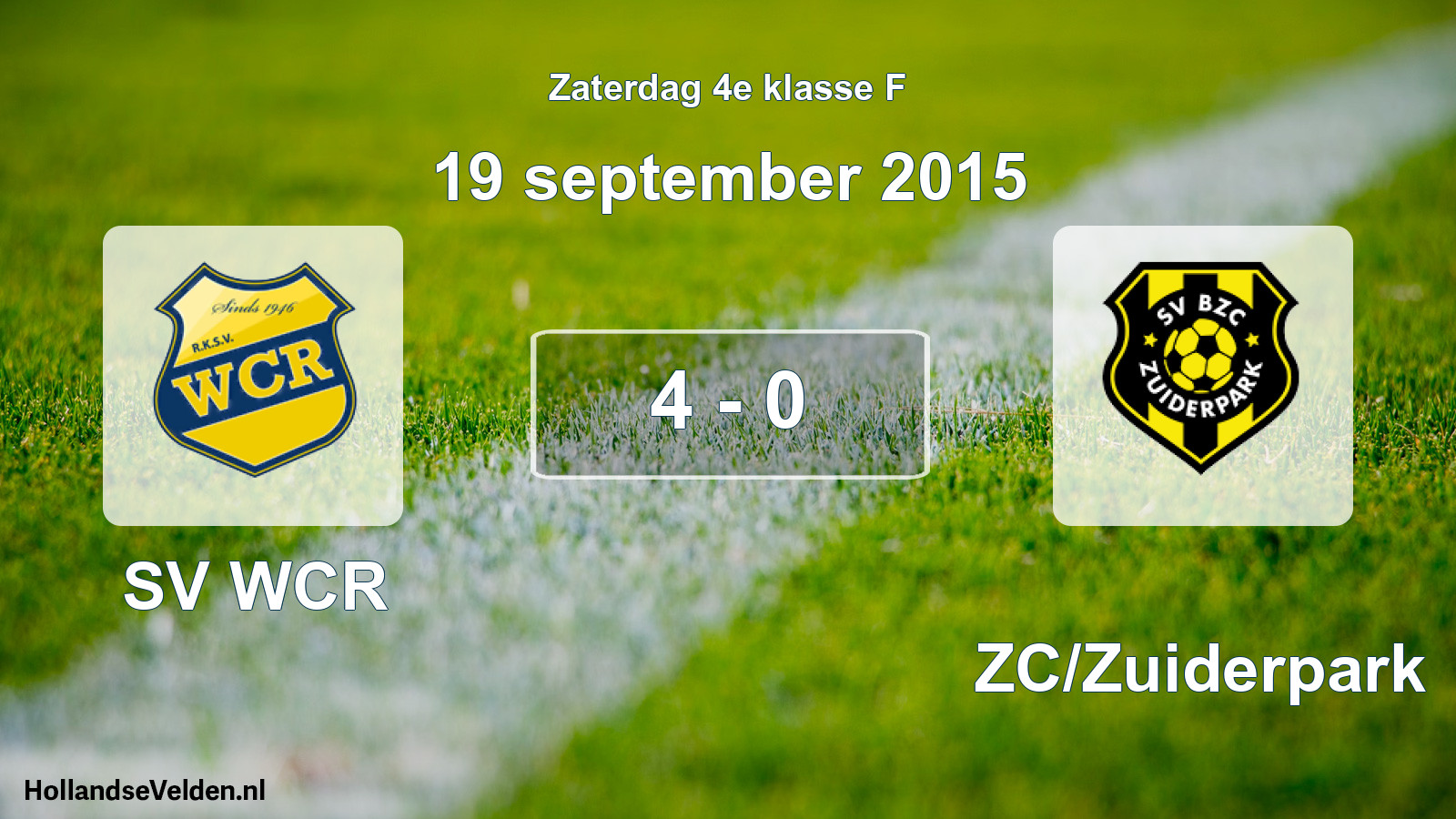 Total number of matches played: SV WCR - BZC/Zuiderpark 4 - 0 (19 September 2015)