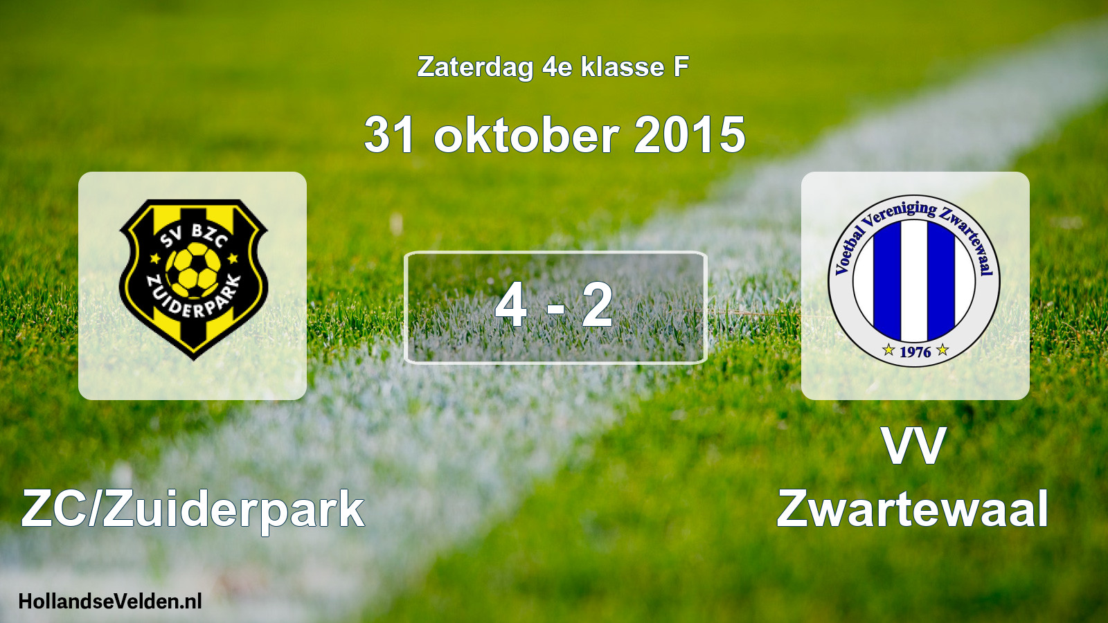 Total number of matches played: BZC/Zuiderpark - VV Zwartewaal 4 - 2 (31 October 2015)