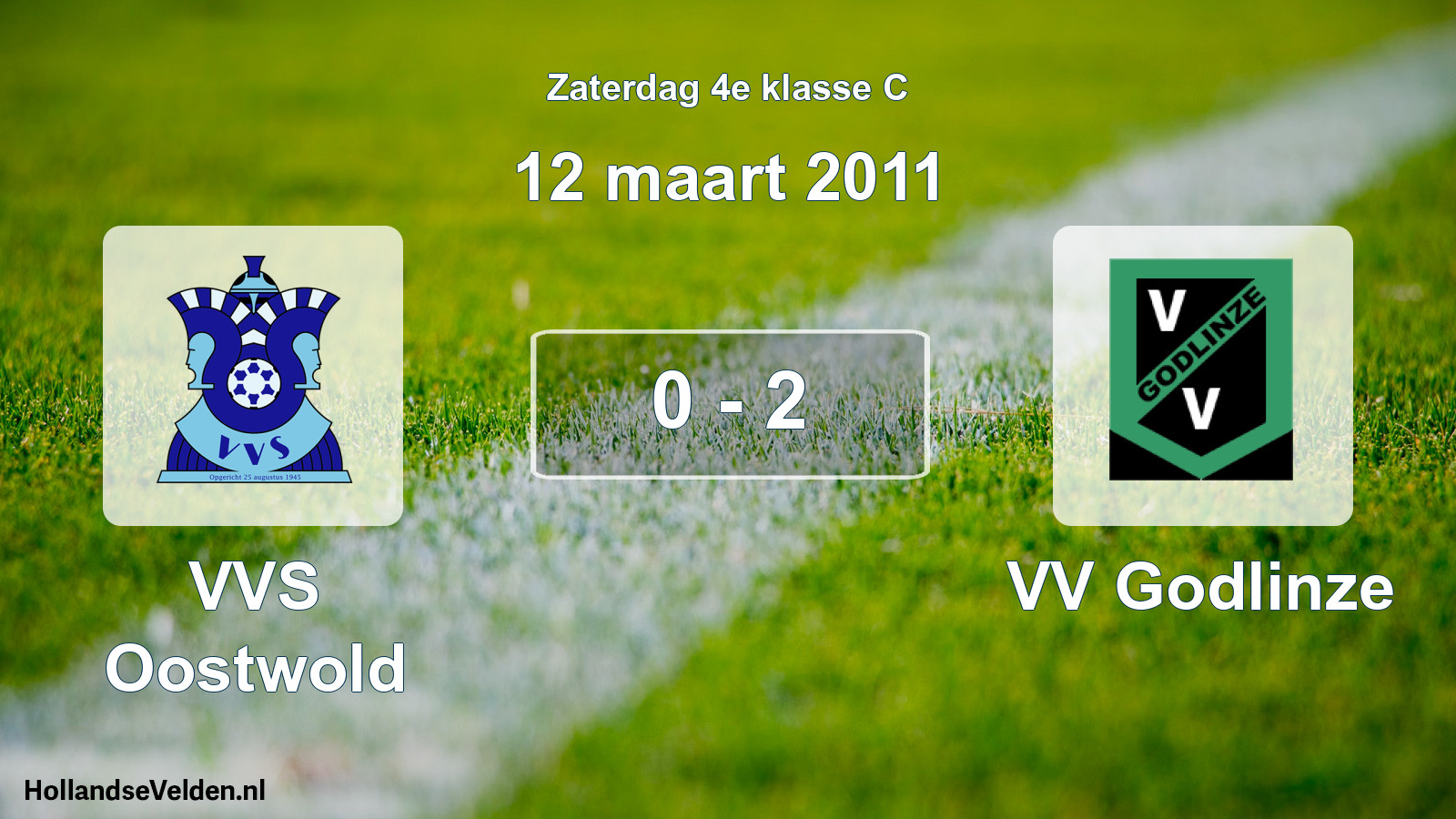 Total number of matches played: VVS Oostwold - VV Godlinze 0 - 2 (12 March 2011)