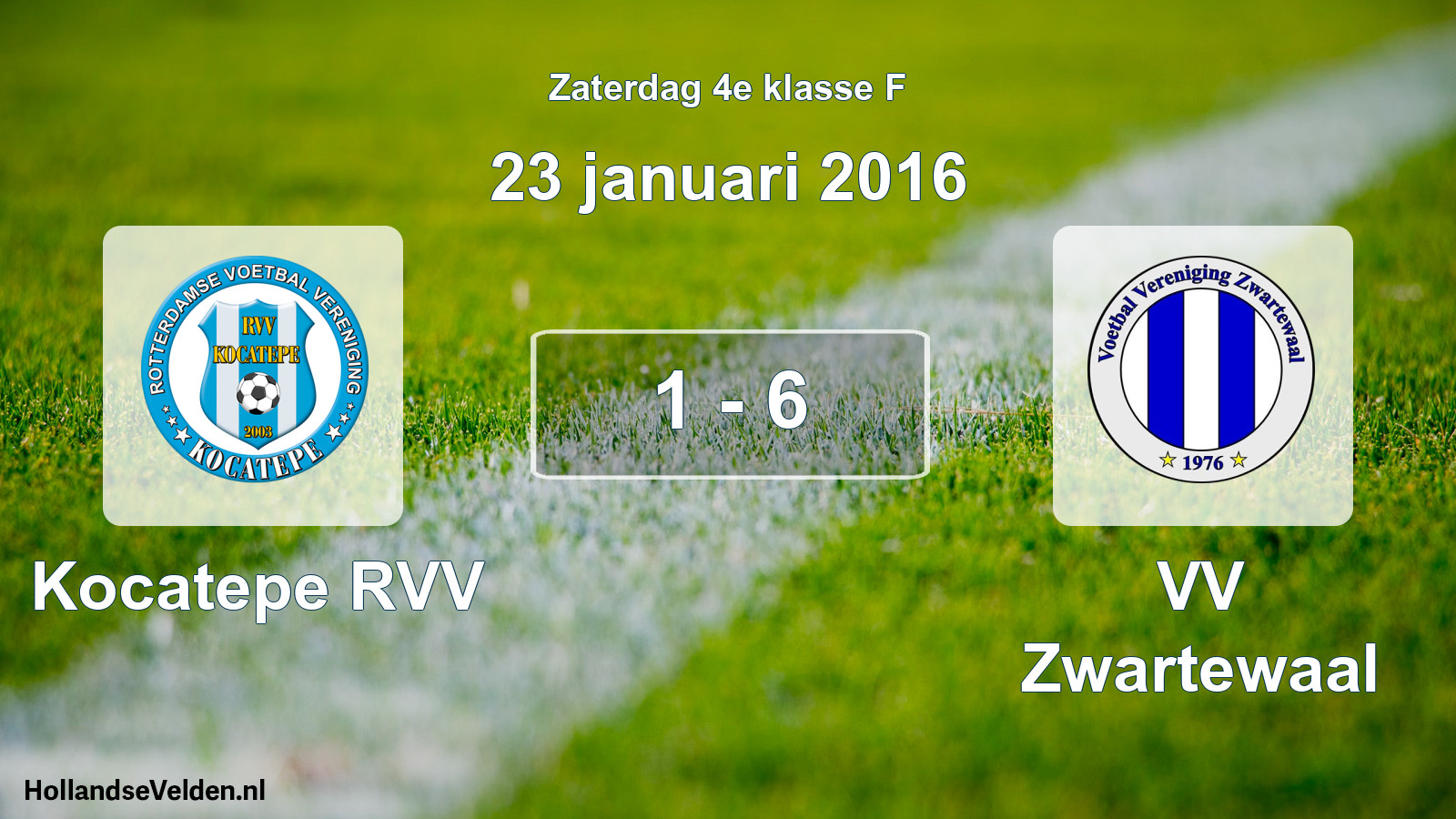 Total number of matches played: Kocatepe RVV - VV Zwartewaal 1 - 6 (23 January 2016)