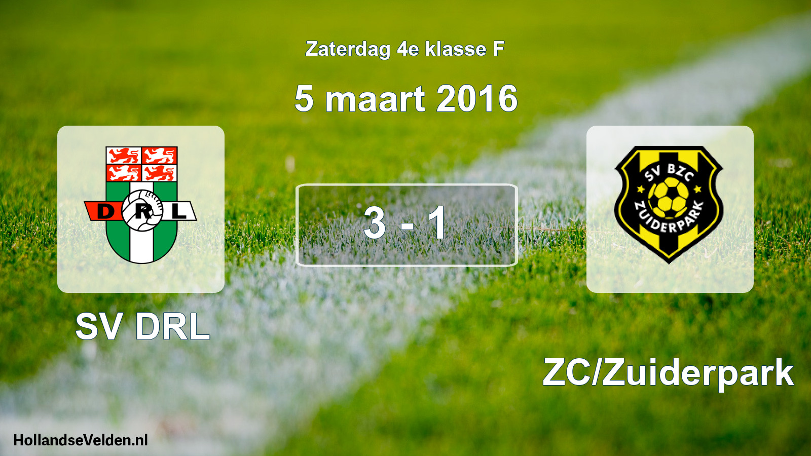 Total number of matches played: SV DRL - BZC/Zuiderpark 3 - 1 (5 March 2016)