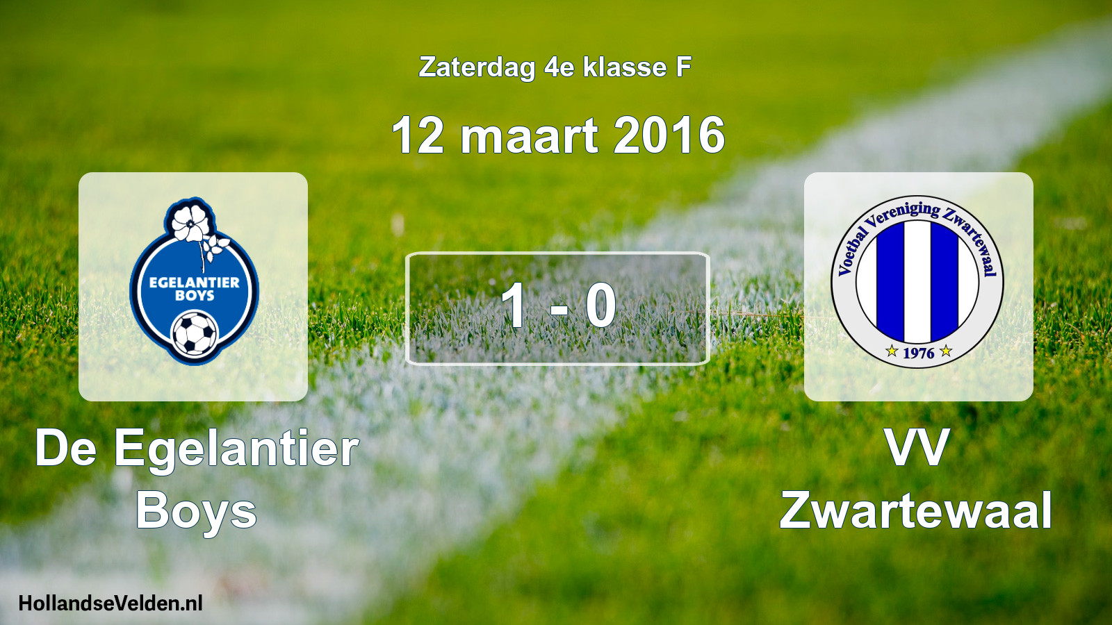 Total number of matches played: De Egelantier Boys - VV Zwartewaal 1 - 0 (12 March 2016)