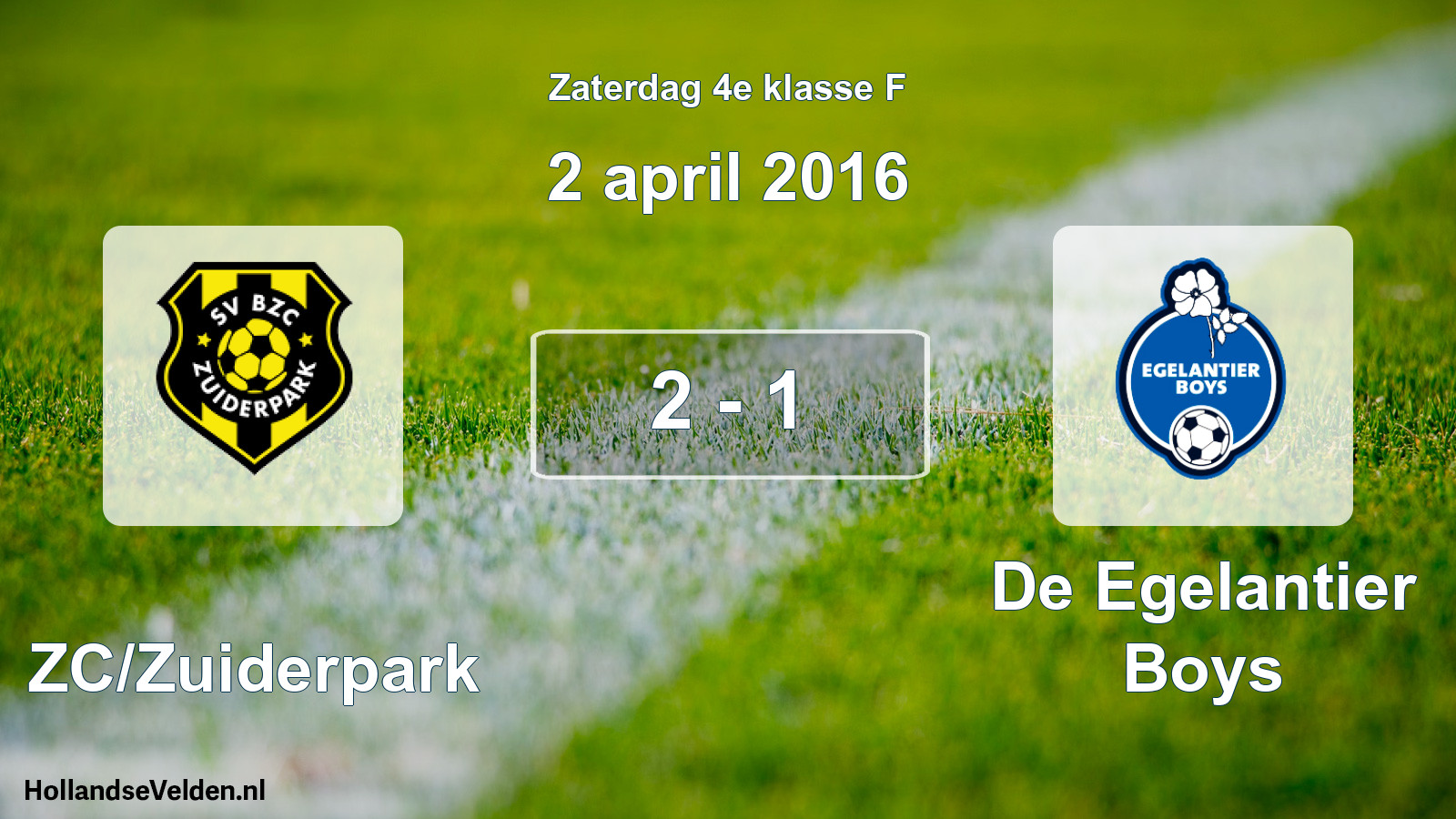 Total number of matches played: BZC/Zuiderpark - De Egelantier Boys 2 - 1 (2 April 2016)