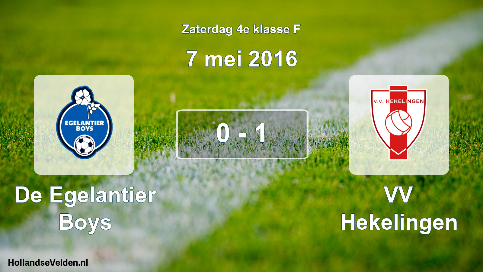 Total number of matches played: De Egelantier Boys - VV Hekelingen 0 - 1 (7 May 2016)