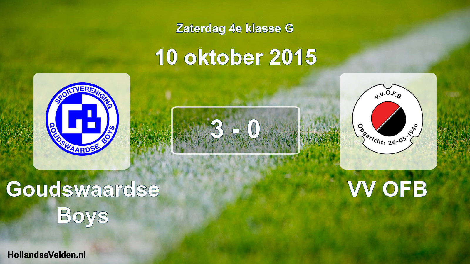 Total number of matches played: Goudswaardse Boys - VV OFB 3 - 0 (10 October 2015)