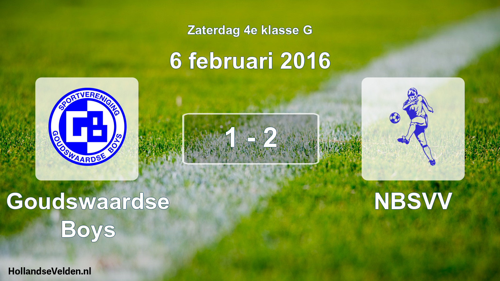 Total number of matches played: Goudswaardse Boys - NBSVV 1 - 2 (6 February 2016)