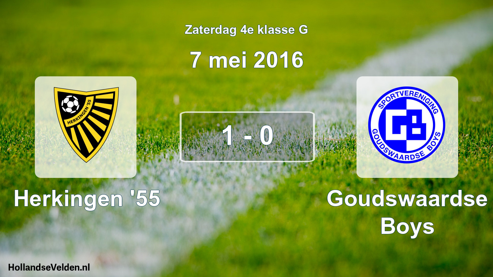 Total number of matches played: Herkingen '55 - Goudswaardse Boys 1 - 0 (7 May 2016)