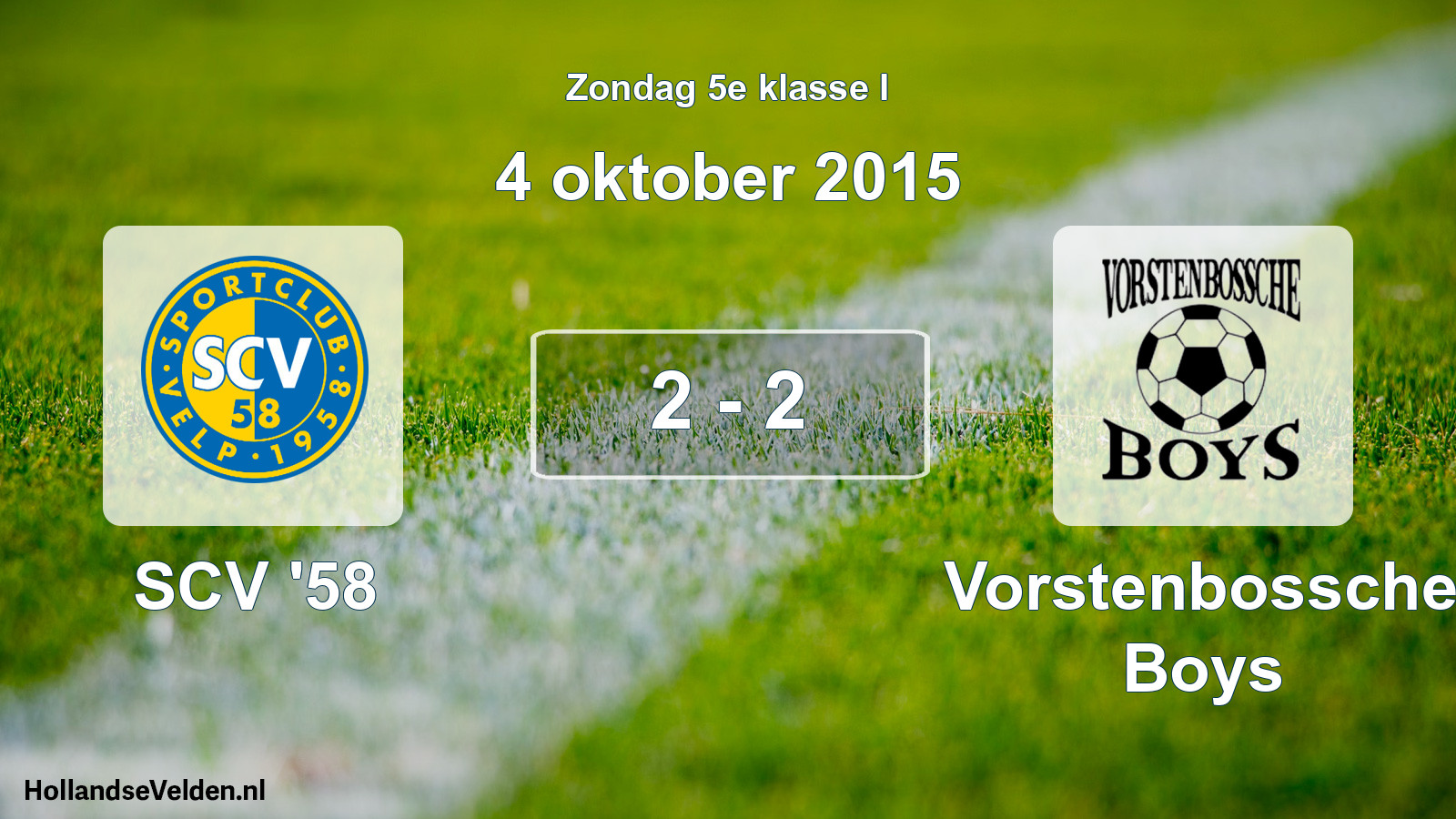 Total number of matches played: SCV '58 - Vorstenbossche Boys 2 - 2 (4 October 2015)