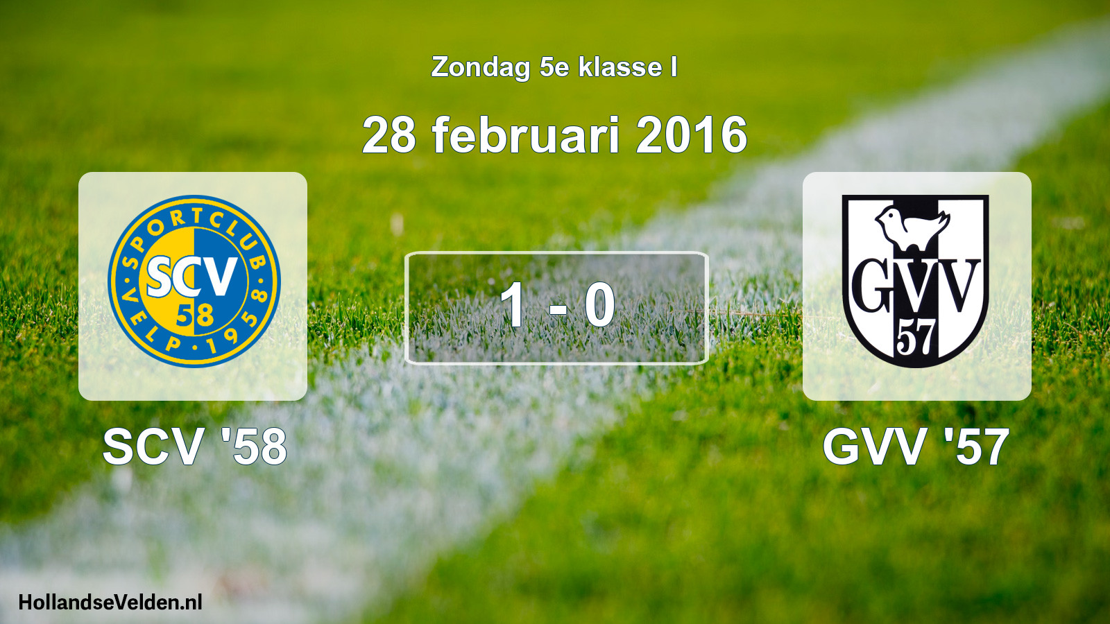 Total number of matches played: SCV '58 - GVV '57 1 - 0 (28 February 2016)