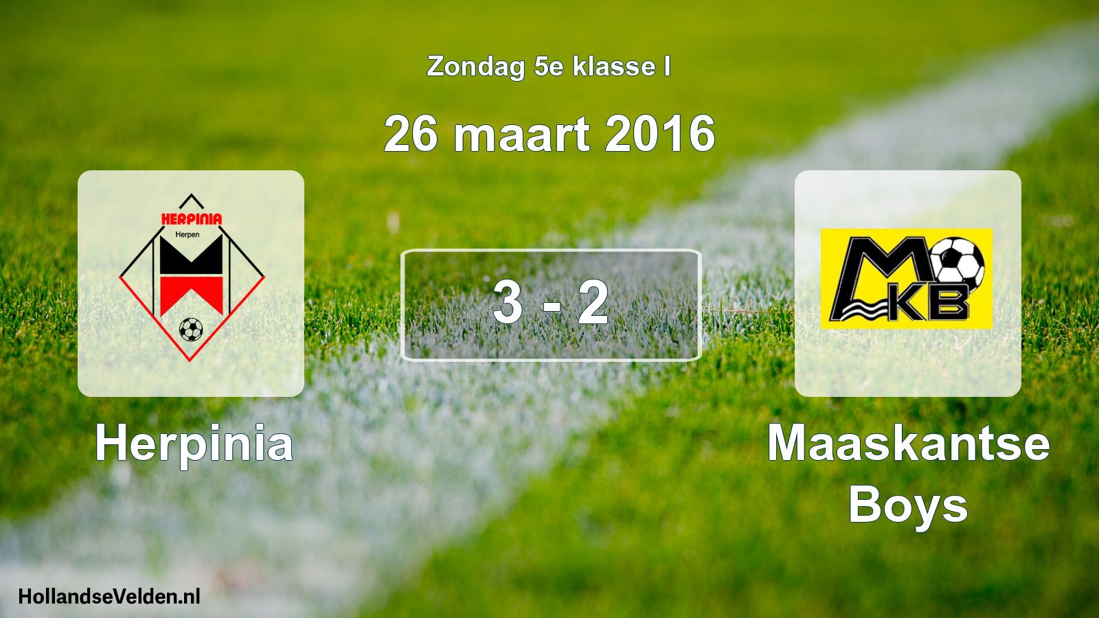 Total number of matches played: Herpinia - Maaskantse Boys 3 - 2 (26 March 2016)
