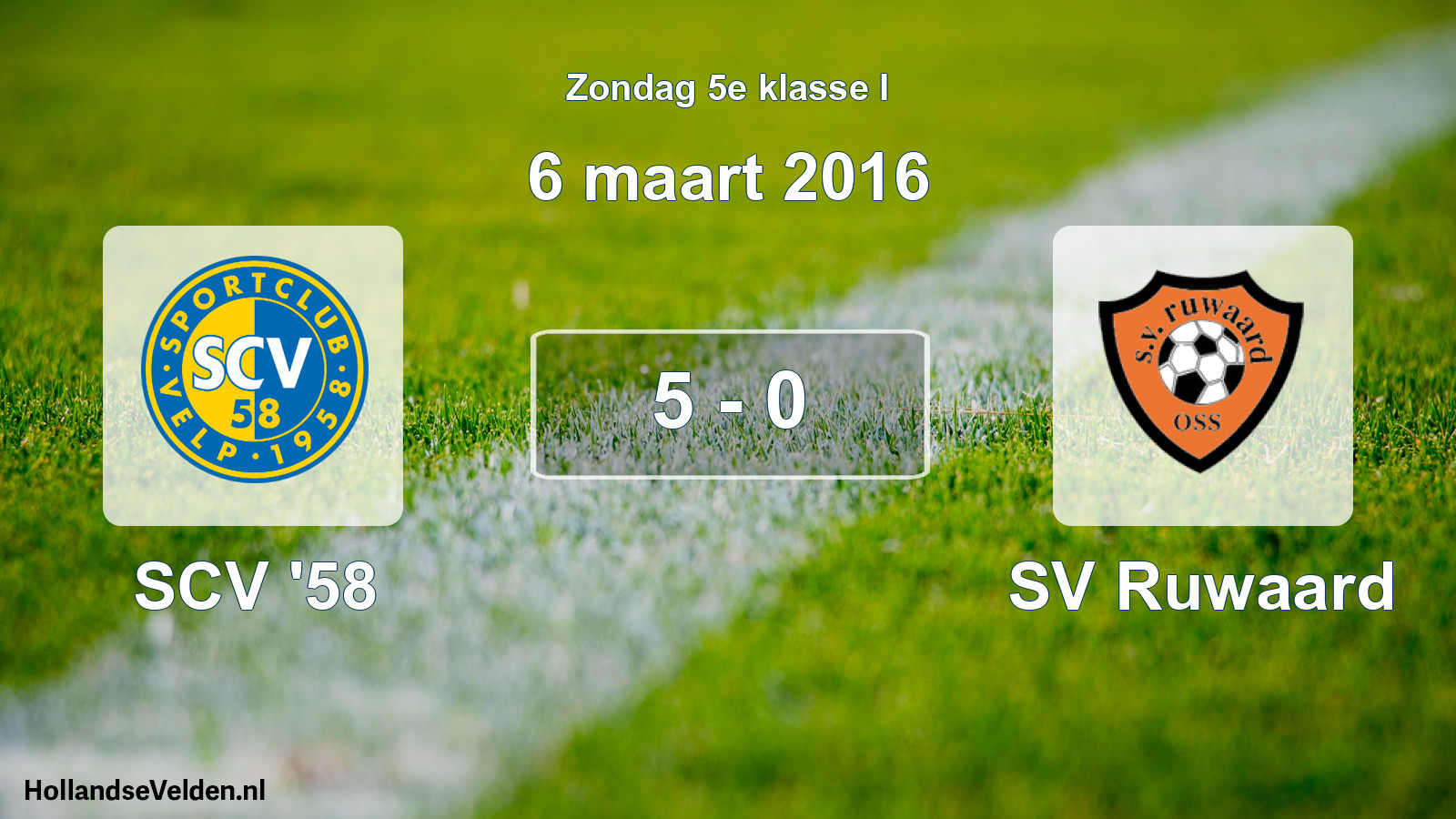 Total number of matches played: SCV '58 - SV Ruwaard 5 - 0 (6 March 2016)