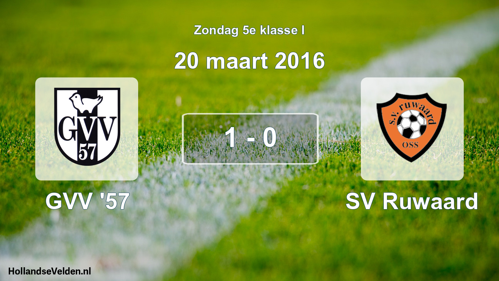 Total number of matches played: GVV '57 - SV Ruwaard 1 - 0 (20 March 2016)