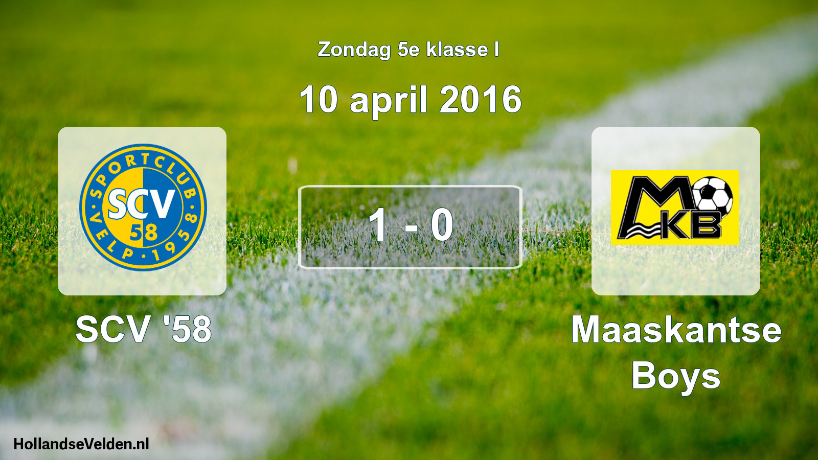 Total number of matches played: SCV '58 - Maaskantse Boys 1 - 0 (10 April 2016)