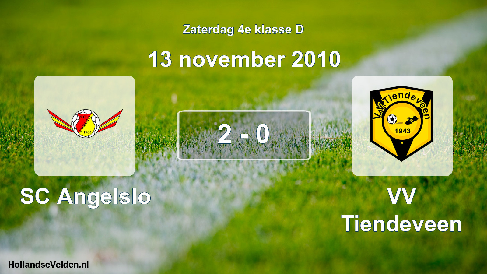 Total number of matches played: SC Angelslo - VV Tiendeveen 2 - 0 (13 November 2010)