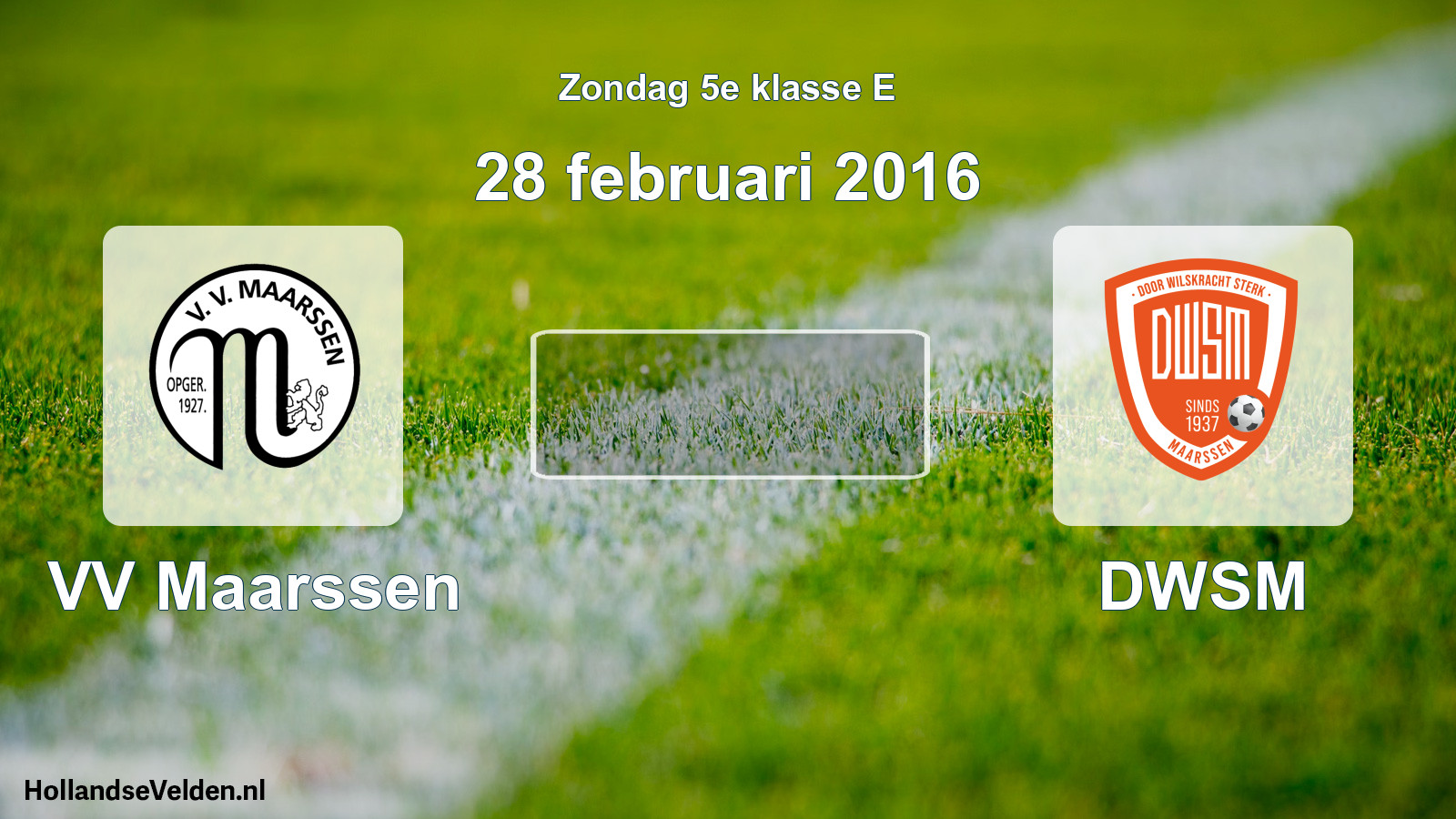 Scheduled Match: VV Maarssen - DWSM (28 February 2016)