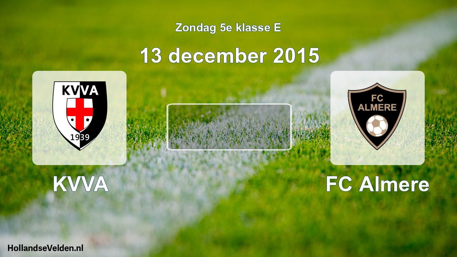 Scheduled Match: KVVA - FC Almere (13 December 2015)