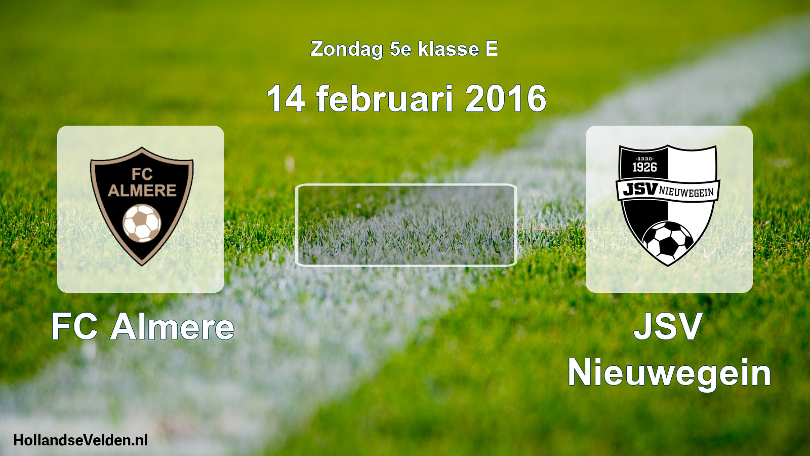 Scheduled Match: FC Almere - JSV Nieuwegein (14 February 2016)