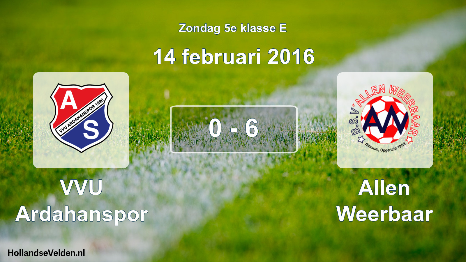 Total number of matches played: VVU Ardahanspor - Allen Weerbaar 0 - 6 (14 February 2016)