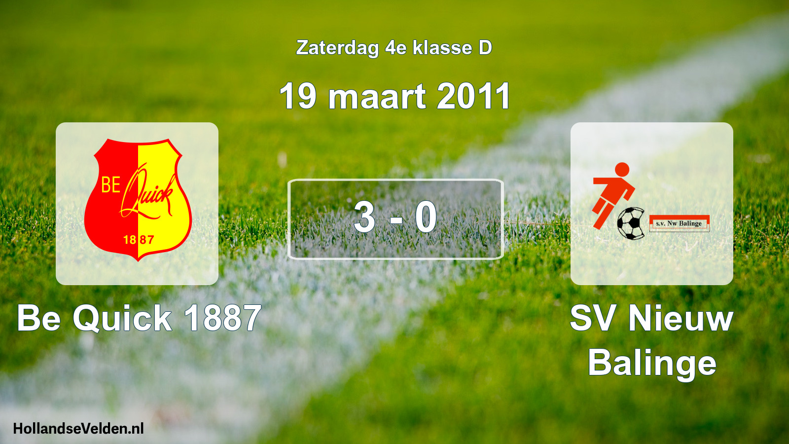 Total number of matches played: Be Quick 1887 - SV Nieuw Balinge 3 - 0 (19 March 2011)