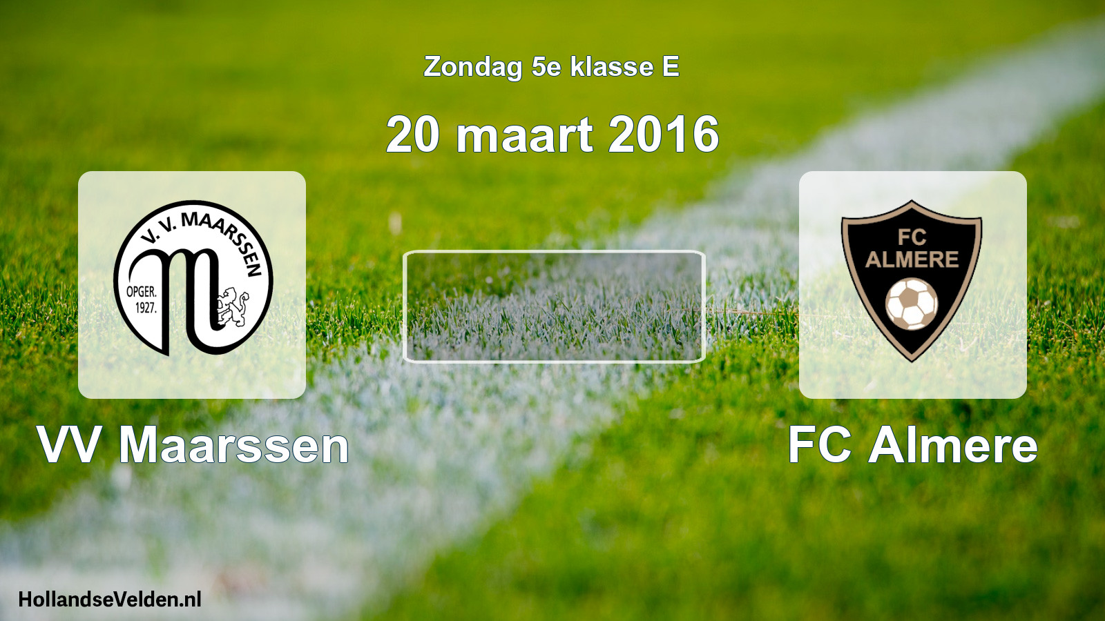 Scheduled Match: VV Maarssen - FC Almere (20 March 2016)