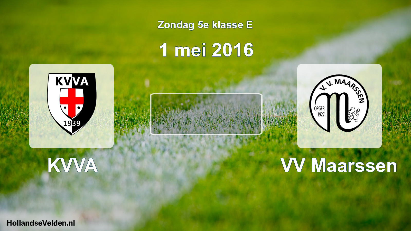 Scheduled Match: KVVA - VV Maarssen (1 May 2016)