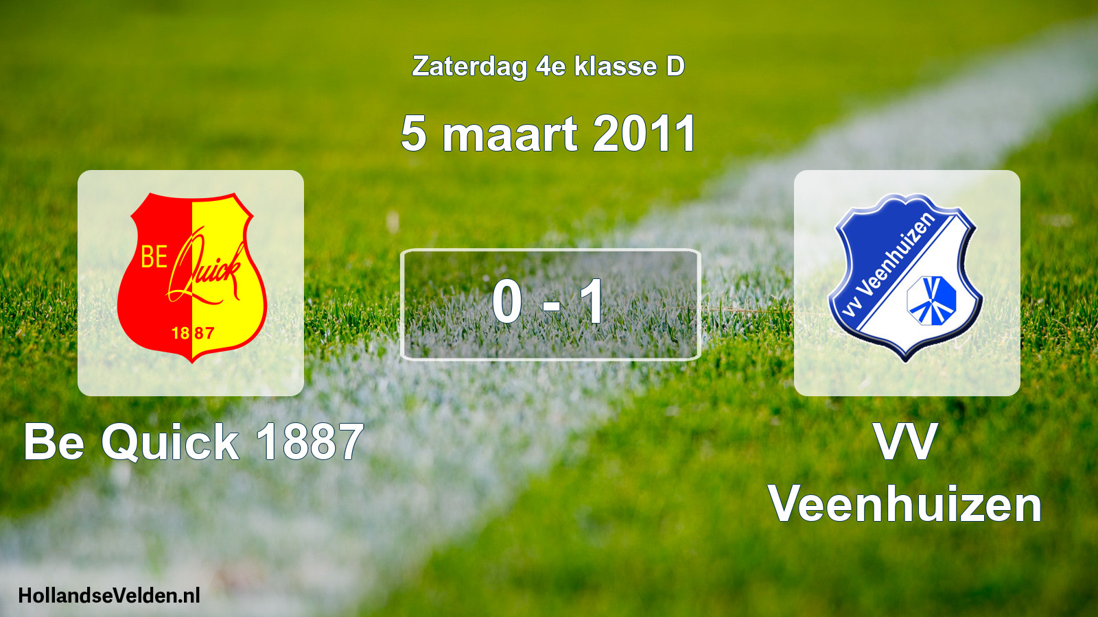 Total number of matches played: Be Quick 1887 - VV Veenhuizen 0 - 1 (5 March 2011)