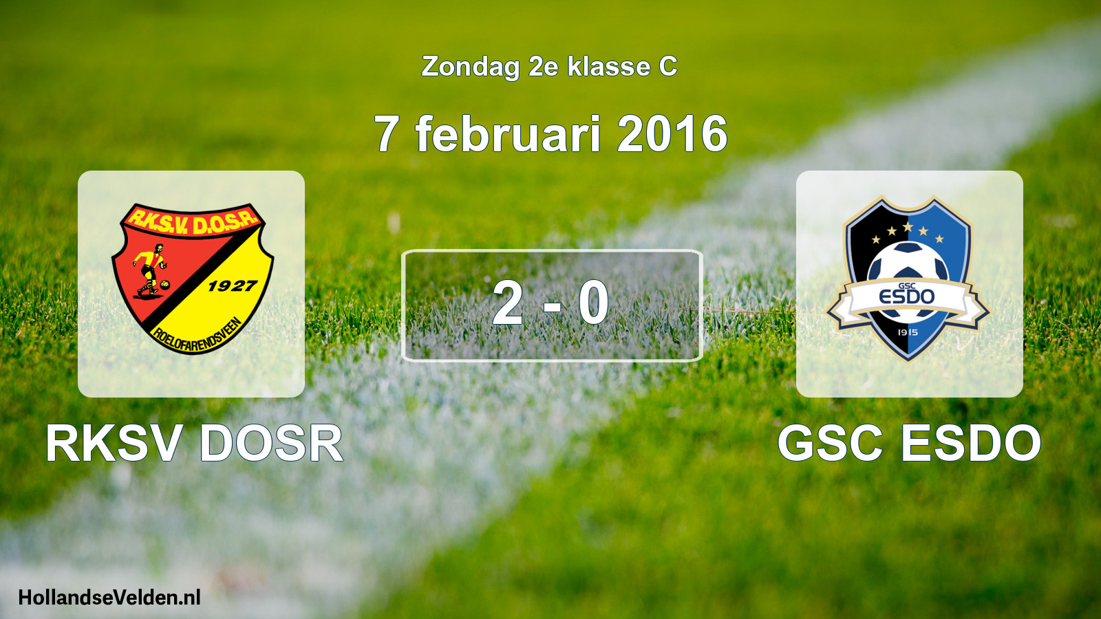 Total number of matches played: RKSV DOSR - GSC ESDO 2 - 0 (7 February 2016)
