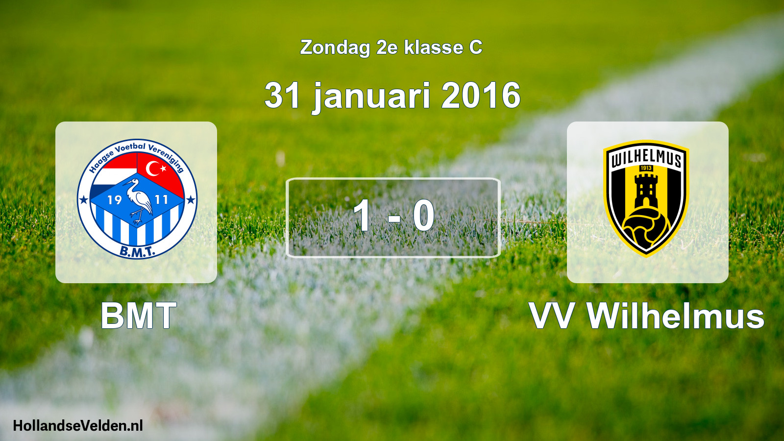 Total number of matches played: BMT - VV Wilhelmus 1 - 0 (31 January 2016)