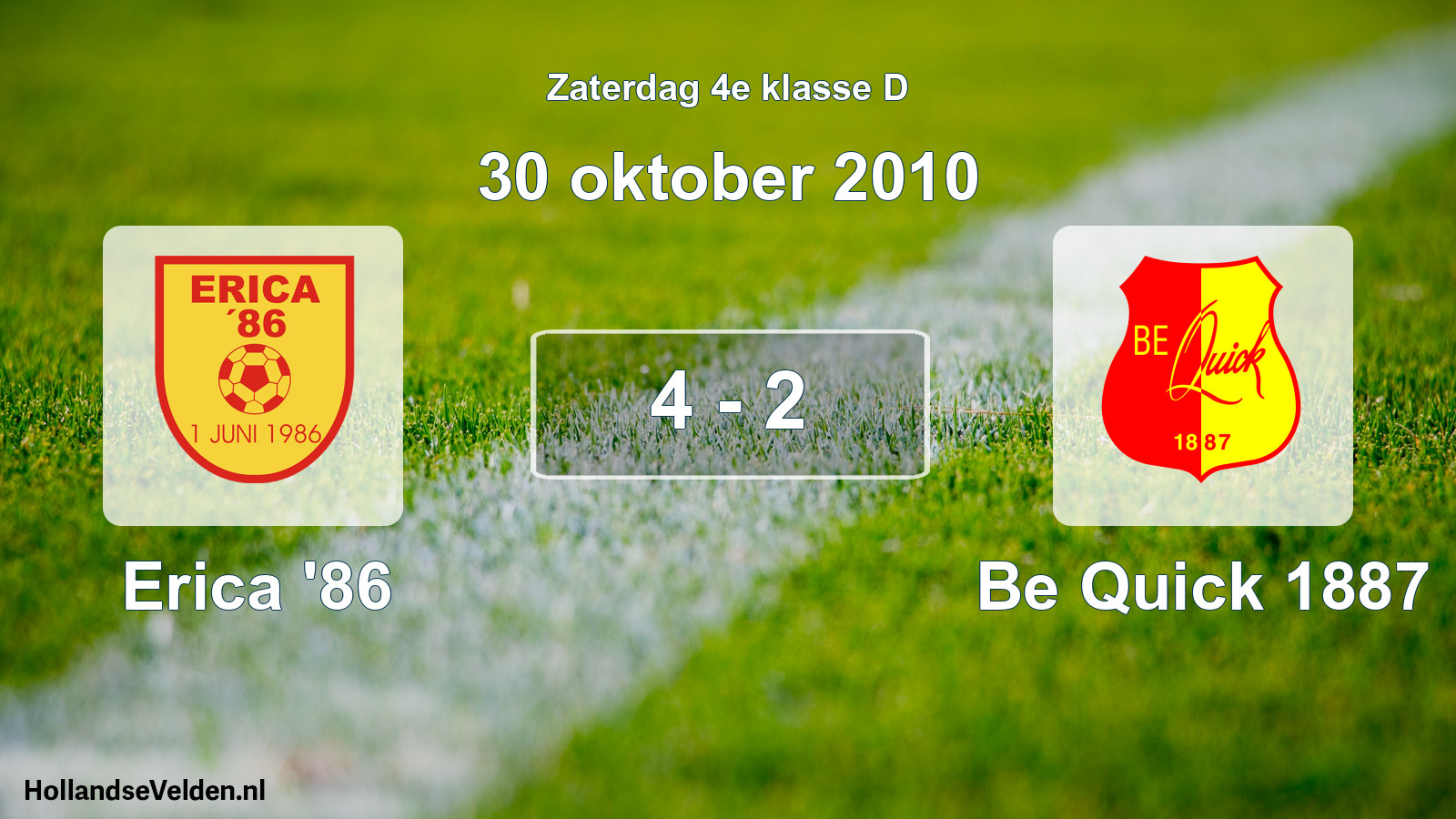 Total number of matches played: Erica '86 - Be Quick 1887 4 - 2 (30 October 2010)