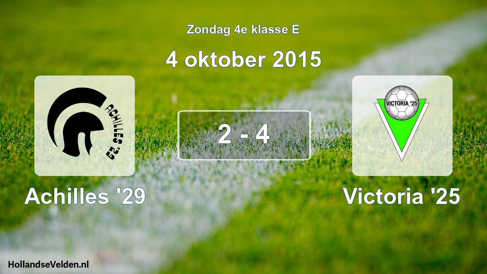 Total number of matches played: Achilles '29 - Victoria '25 2 - 4 (4 October 2015)