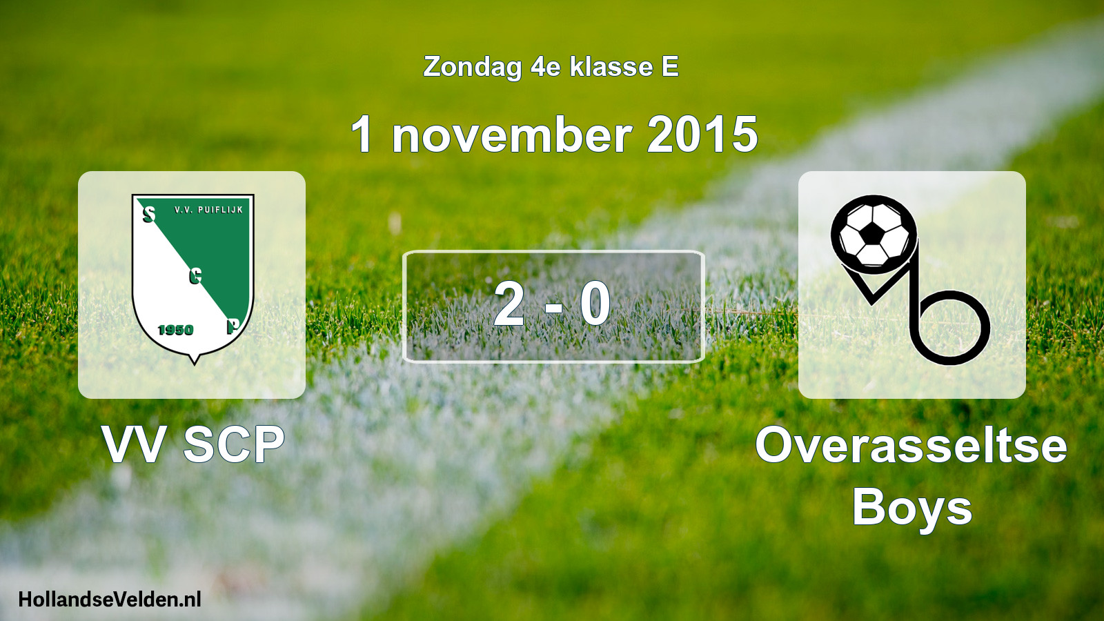Total number of matches played: VV SCP - Overasseltse Boys 2 - 0 (1 November 2015)