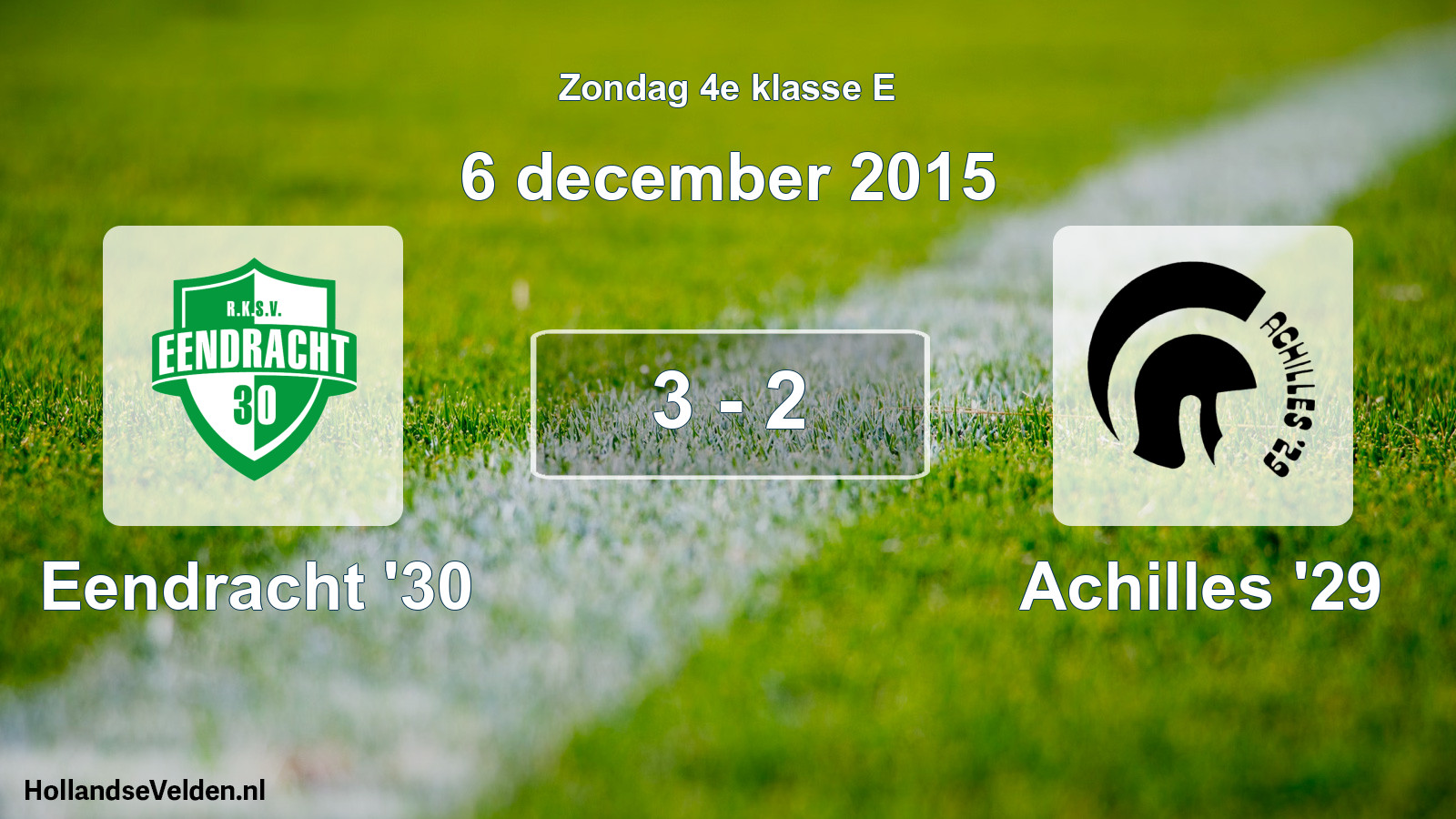Total number of matches played: Eendracht '30 - Achilles '29 3 - 2 (6 December 2015)